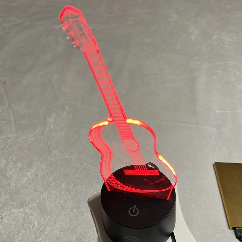 TOPINCN. Guitar Night Light LED 7 Colors Nightlight Desktop Lamp Home Decore